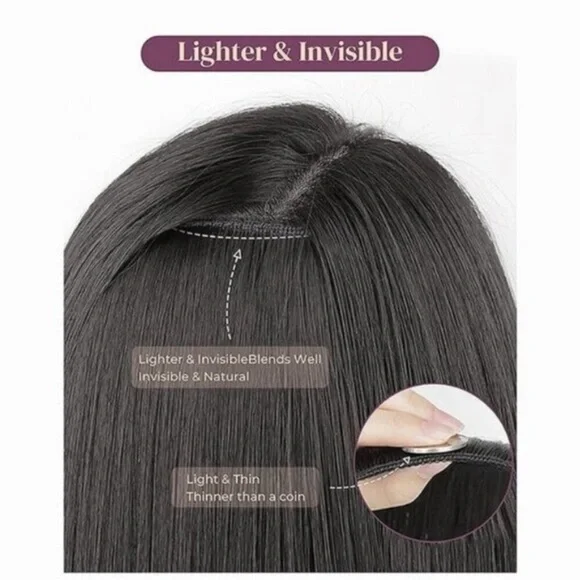 6PCS Clip In Hair Extensions 24, Black Brown with Highlight